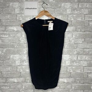 EUC H&M Minimalist Sleeveless Blouse with Open Back Tie Back NWT Size 8 (Black)